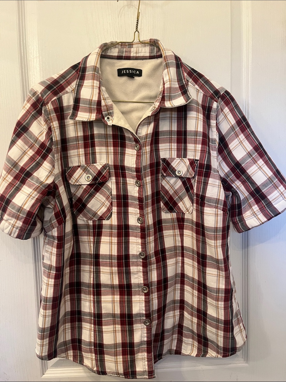 Vintage Sears 🇨🇦 Canada Jessica Plaid Snap-Front Shirt-Fuzzy Lining